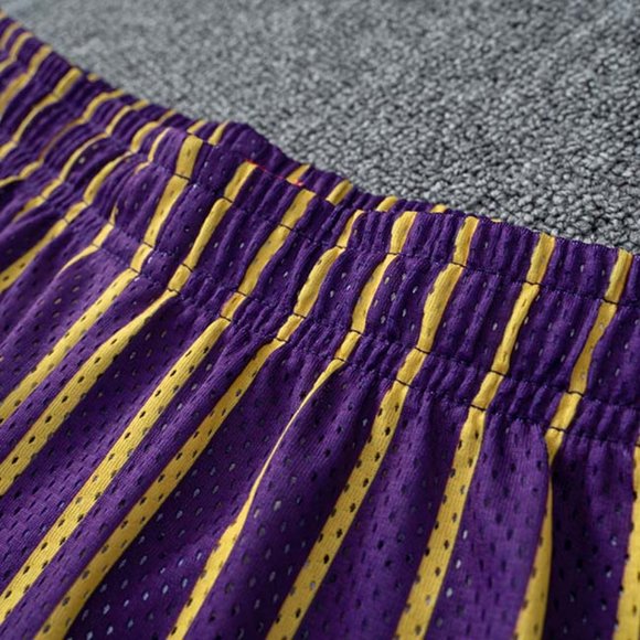 Eric Emanuel EE logo Yellow Flame Print Casual Purple Sports Shorts - Picture 11 of 12